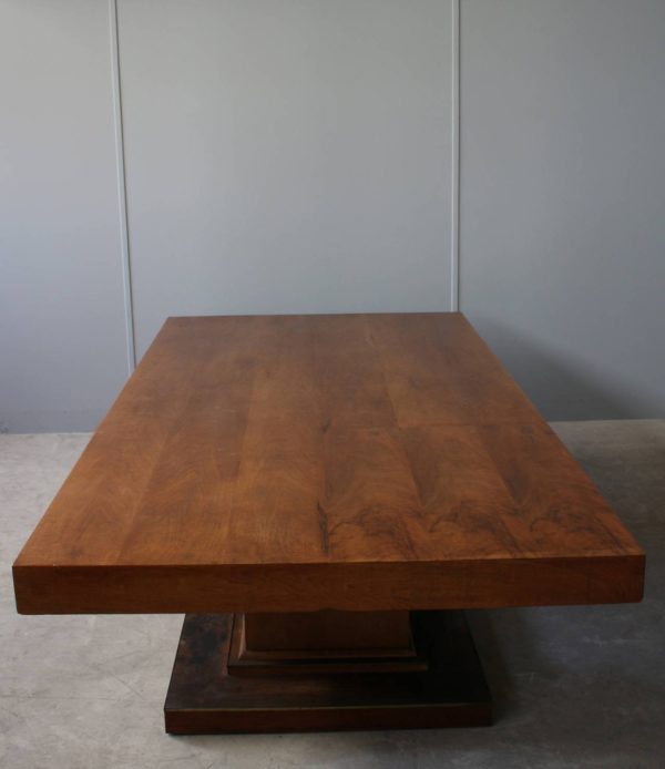 Large French Art Deco Walnut Pedestal Dining Table by Jean-Charles Moreux - Image 5