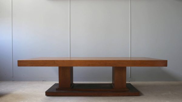 Large French Art Deco Walnut Pedestal Dining Table by Jean-Charles Moreux - Image 2