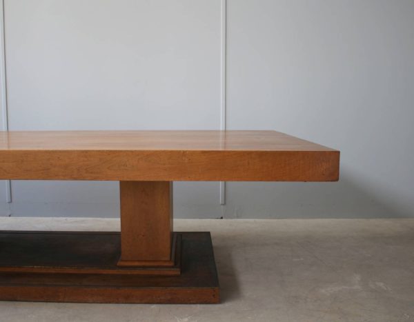 Large French Art Deco Walnut Pedestal Dining Table by Jean-Charles Moreux - Image 7