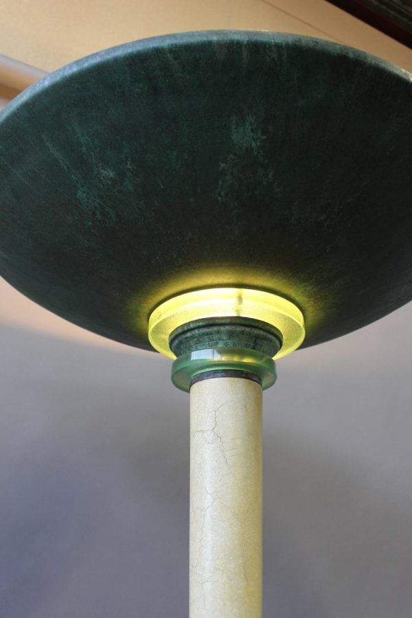 A Large Fine French Art Deco Patina-ed Wood and Metal Floor Lamp - Image 3