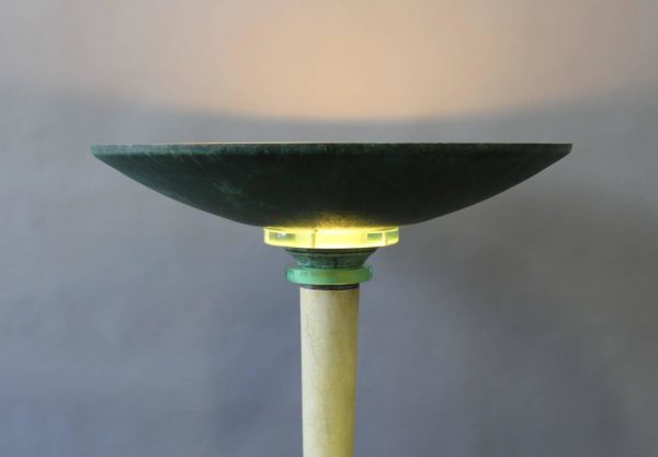 A Large Fine French Art Deco Patina-ed Wood and Metal Floor Lamp - Image 5