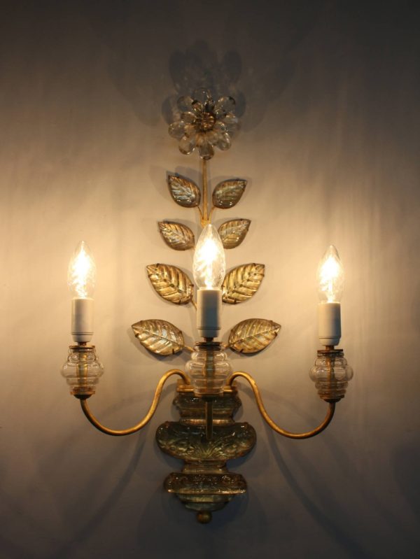 A pair of Fine French 1950's Sconces by Bagues - Image 6