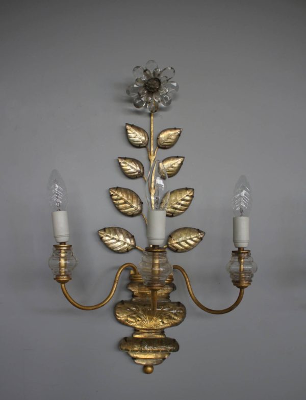 A pair of Fine French 1950's Sconces by Bagues - Image 5