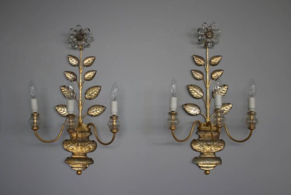 A pair of Fine French 1950's Sconces by Bagues - Image 2