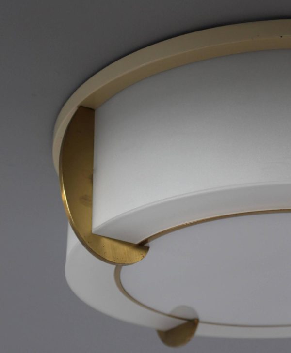 Fine French Art Deco Brass and Glass Flush Mount by Jean Perzel - Image 6