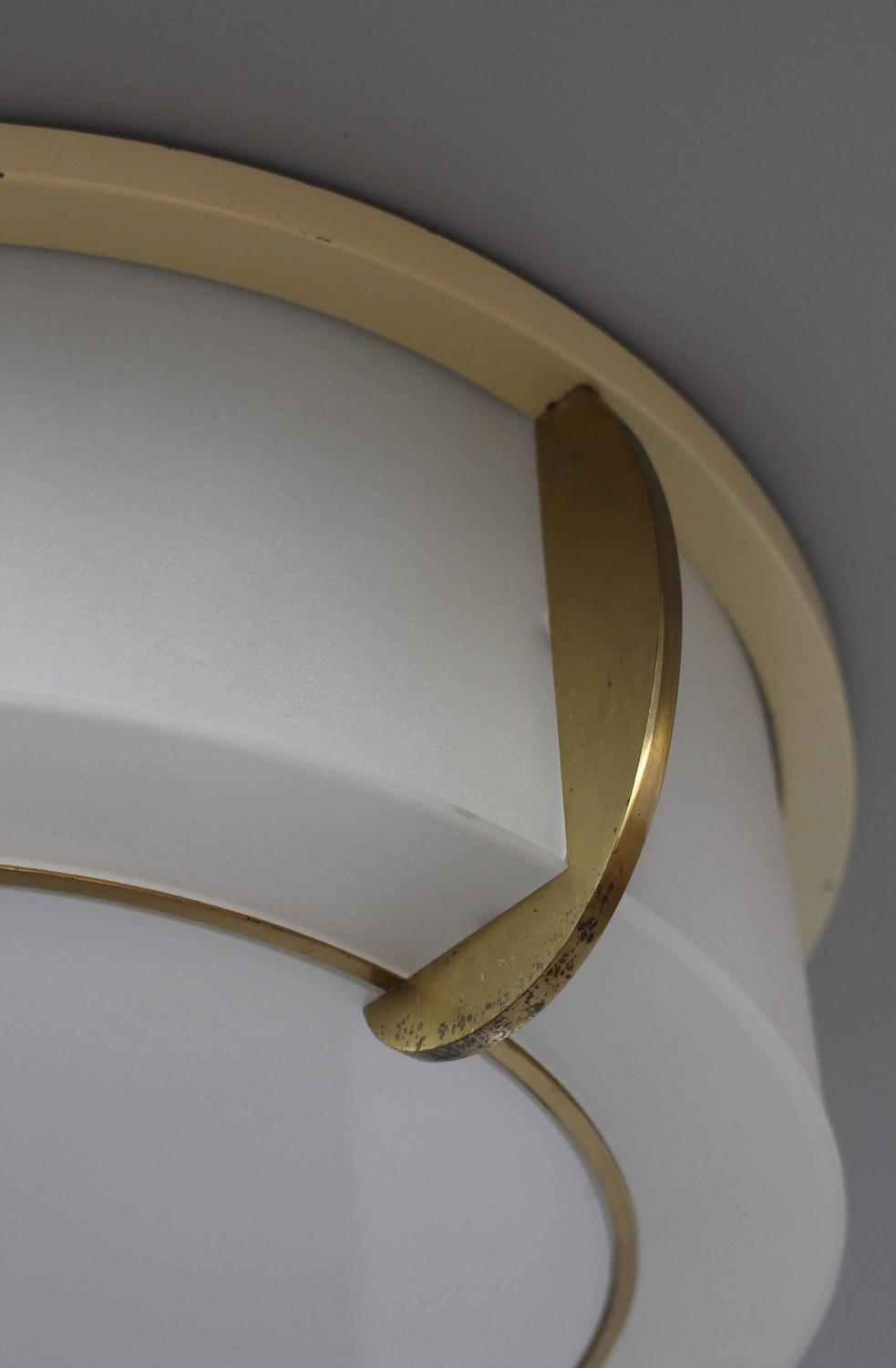 Fine French Art Deco Brass and Glass Flush Mount by Jean Perzel - Image 9