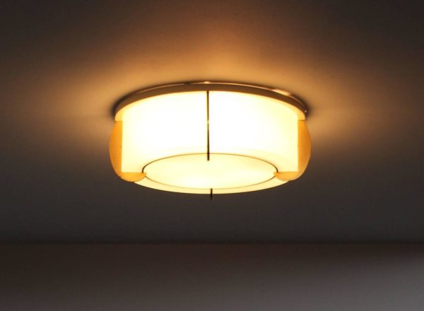 Fine French Art Deco Brass and Glass Flush Mount by Jean Perzel - Image 5