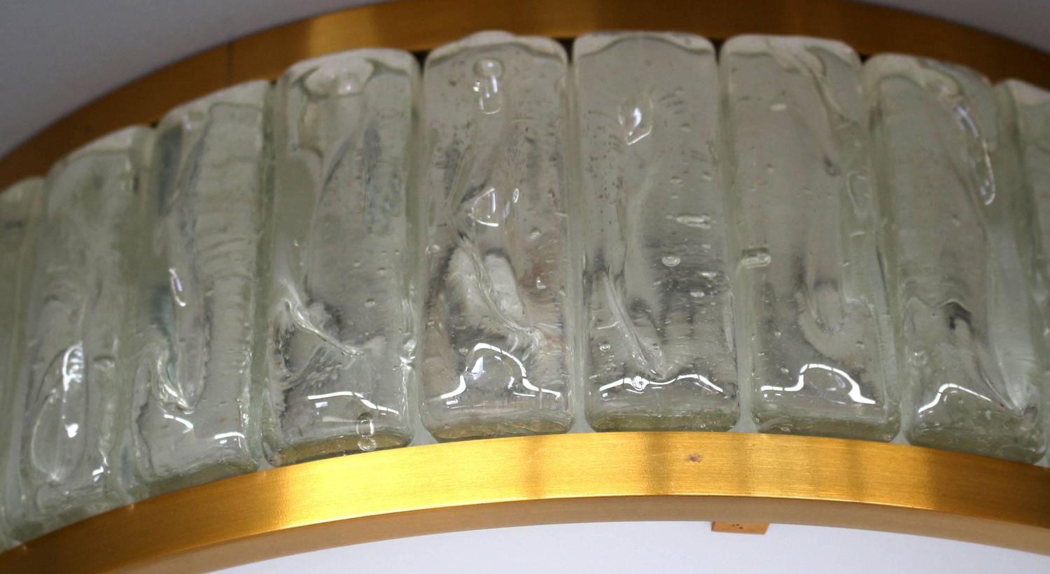 Fine French Art Deco Brass and Glass Flush Mount by Jean Perzel - Image 3