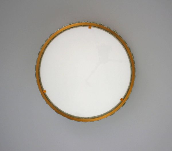 Fine French Art Deco Brass and Glass Flush Mount by Jean Perzel - Image 5