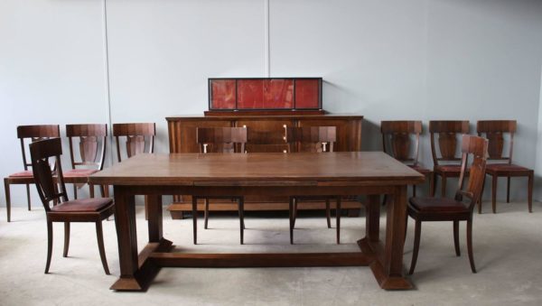 Rare French Art Deco Walnut Dining Room Set by Jean-Charles Moreux - Image 2