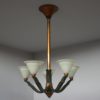 French Art Deco Bronze and Daum Glass Chandelier by Fargette