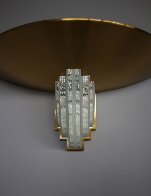 Pair of French Art Deco Brass and Glass Sconces by Jean Perzel - Image 8