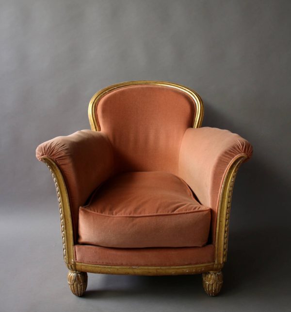 A Fine French Art Deco Gilded Club Armchair by Paul Follot - Image 10