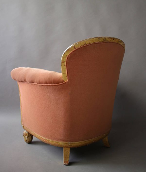 A Fine French Art Deco Gilded Club Armchair by Paul Follot - Image 4