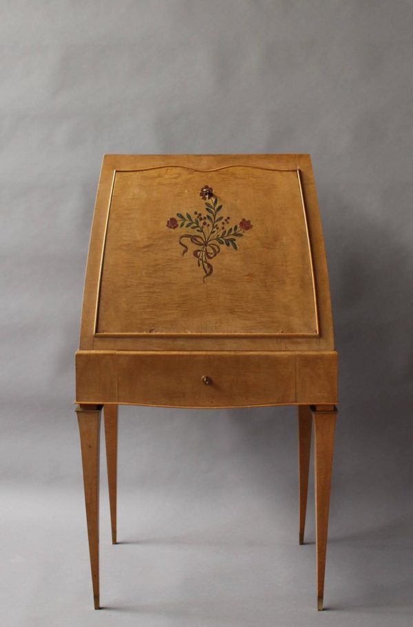 Fine French Art Deco Sycamore Secretary by Batistin Spade - Image 4