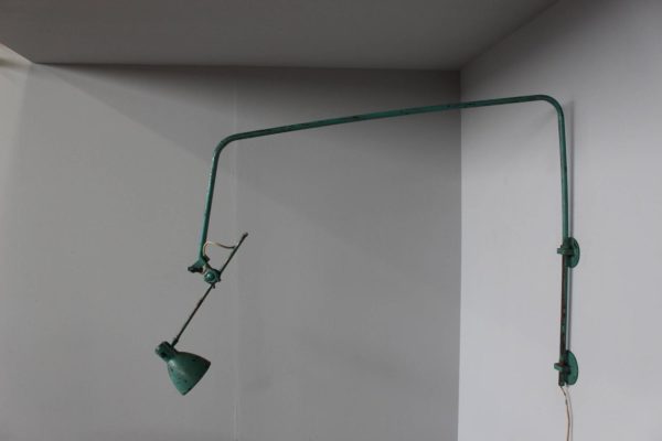 French Adjustable Industrial Green Lacquered Metal Wall Light - Image 2