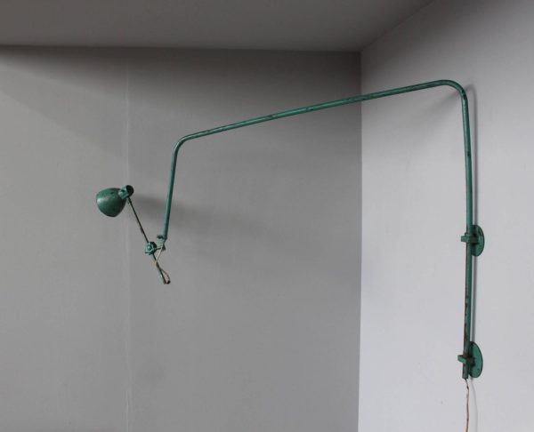 French Adjustable Industrial Green Lacquered Metal Wall Light - Image 3