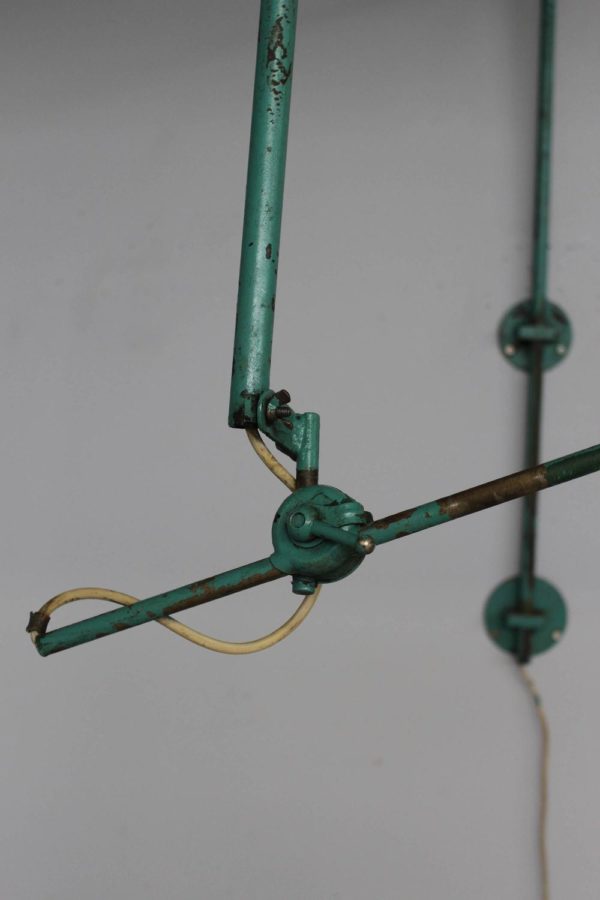 French Adjustable Industrial Green Lacquered Metal Wall Light - Image 5