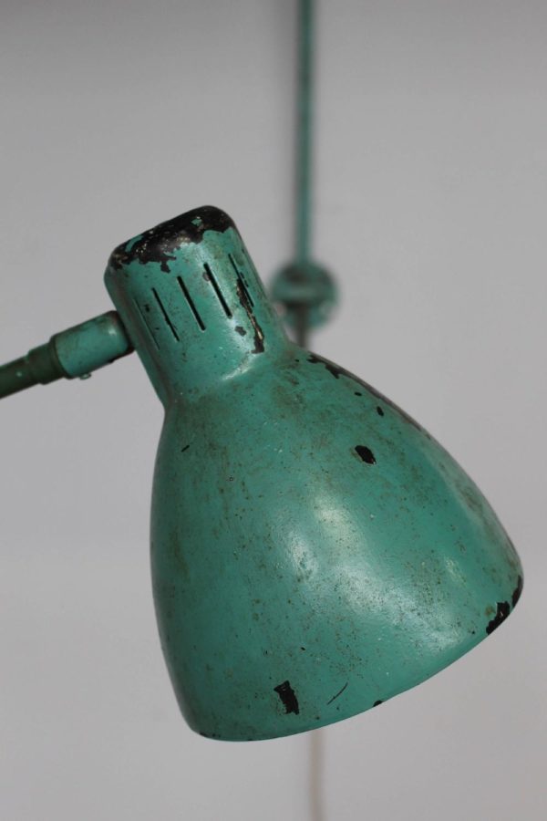 French Adjustable Industrial Green Lacquered Metal Wall Light - Image 6