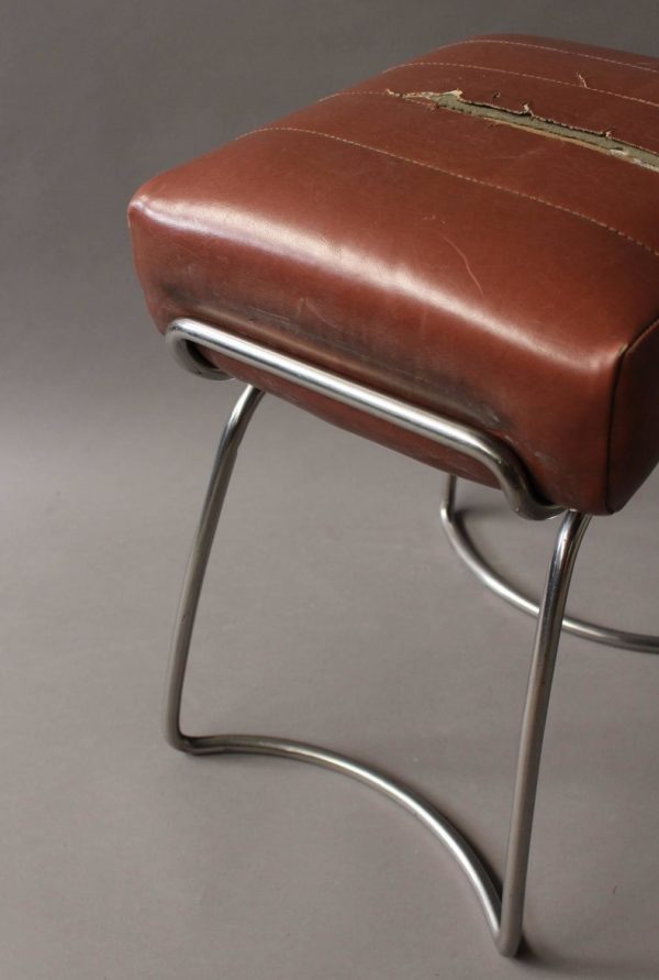 5 French 1940s Tubulars Chromed Bases Stools - Image 2