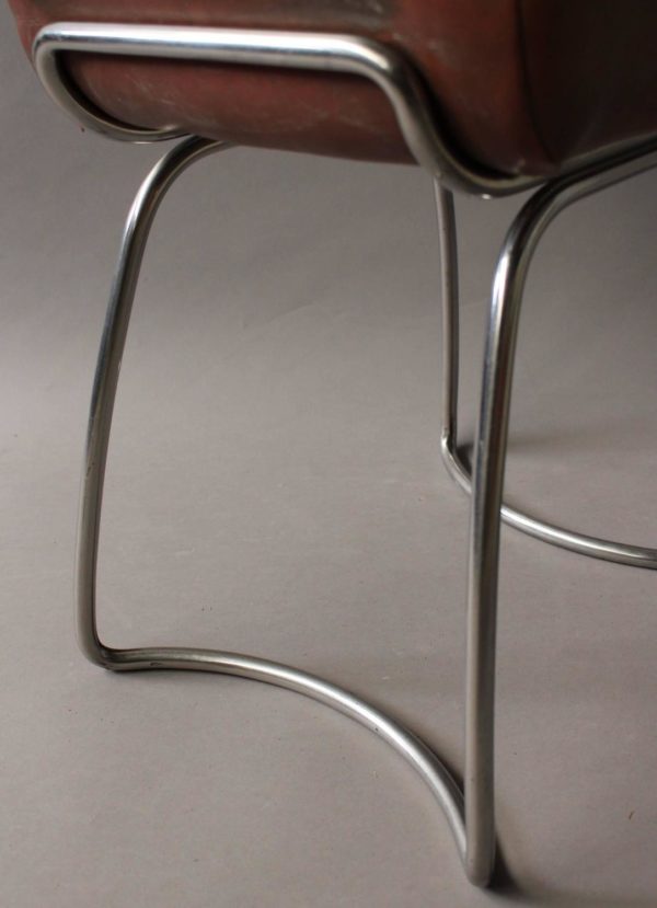 5 French 1940s Tubulars Chromed Bases Stools - Image 3