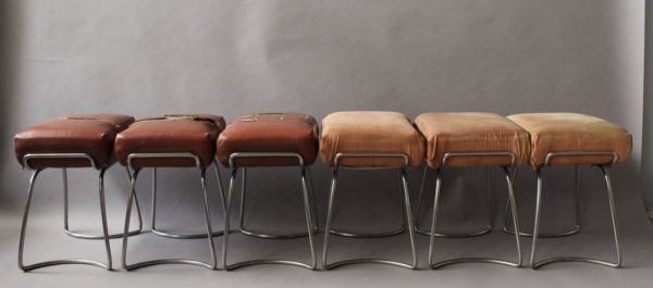 5 French 1940s Tubulars Chromed Bases Stools - Image 6