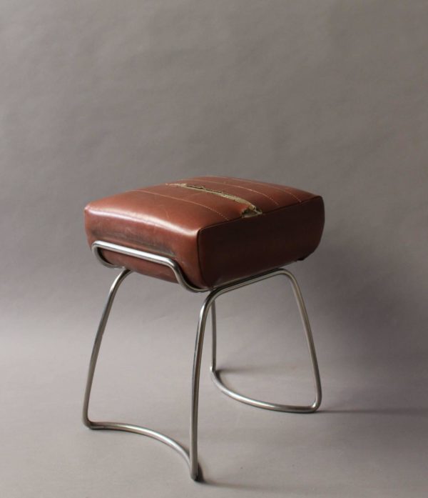 5 French 1940s Tubulars Chromed Bases Stools - Image 10