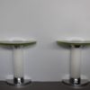 Rare and Original Pair of Illuminated Glass and Chrome Consoles by Jean Perzel