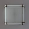 A Fine Large French Art Deco Square Bronze and Glass Flush Mount by Jean Perzel