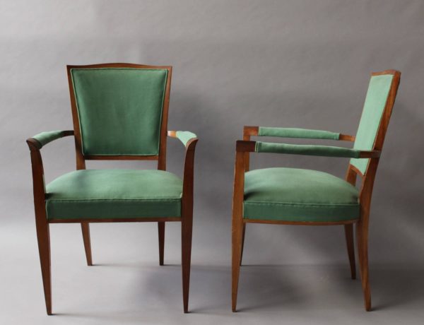 4 Fine French Art Deco Mahogany Armchairs Attributed to Dominique - Image 7