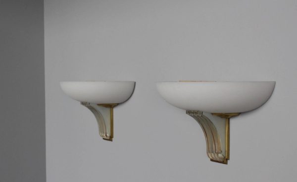 Pair of Fine French Art Deco Glass Sconces by Jean Perzel - Image 4