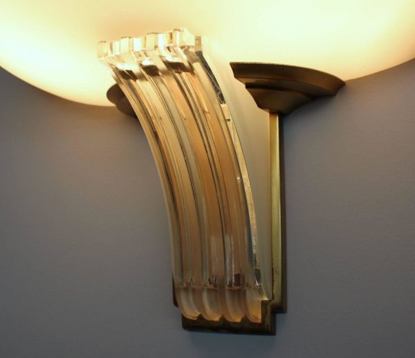 Pair of Fine French Art Deco Glass Sconces by Jean Perzel - Image 9