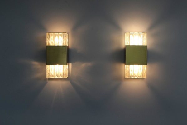 2 Fine French Art Deco Bronze and Glass Slabs Sconces by Perzel - Image 7