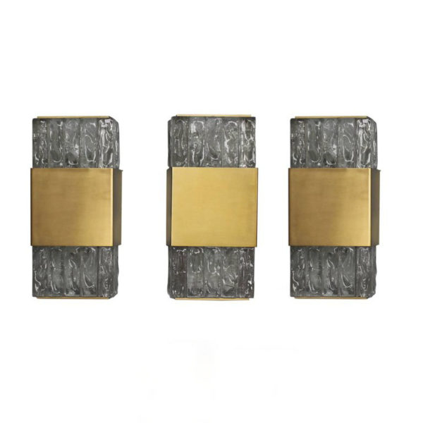 3 Fine French Art Deco Bronze and Glass Slabs Sconces by Perzel