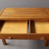 French 1950s Two Drawers Oak Desk with Leather Pulls