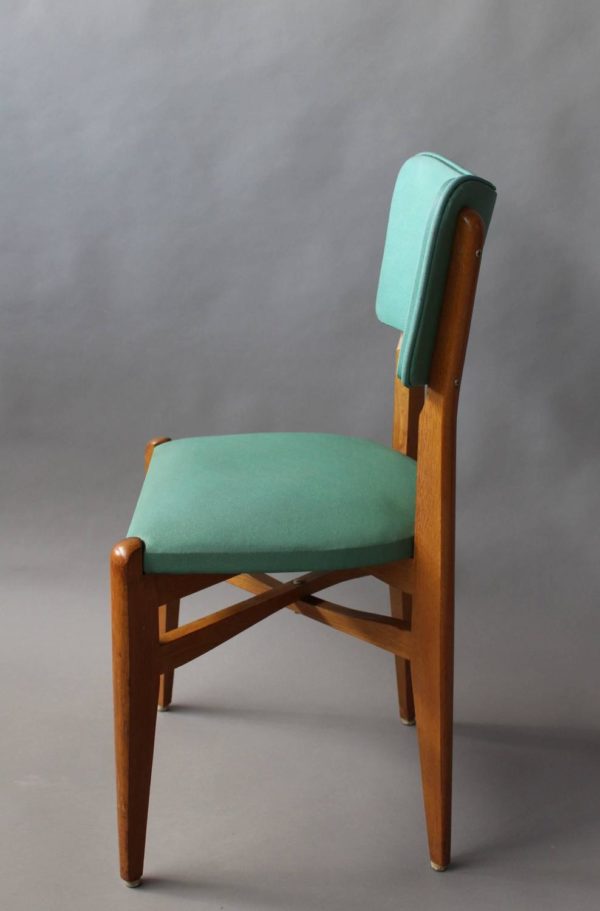 A set of 6 French 1950s Oak Chairs - Image 2