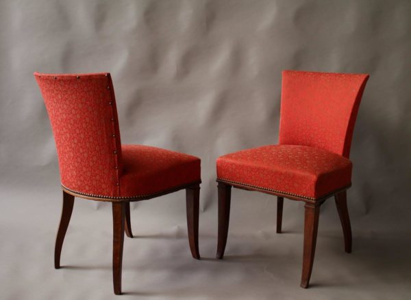 A Set of 6 Fine French Art Deco Rosewood Dining Chairs - Image 4