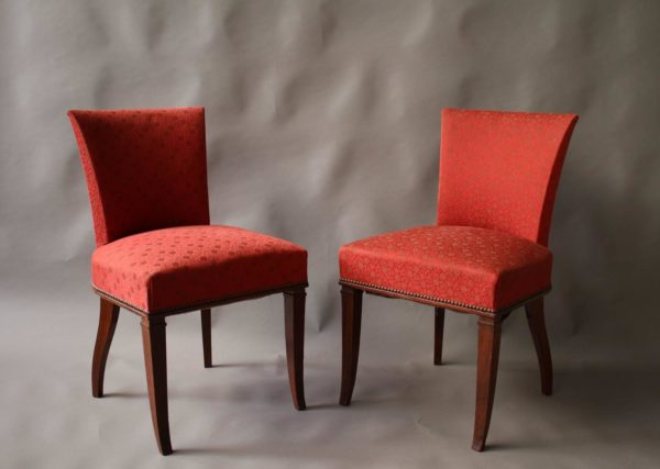 A Set of 6 Fine French Art Deco Rosewood Dining Chairs - Image 5