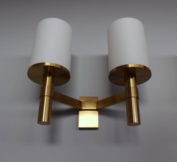 2 Fine French Art Deco Bronze and Glass Sconces by Jean Perzel - Image 7