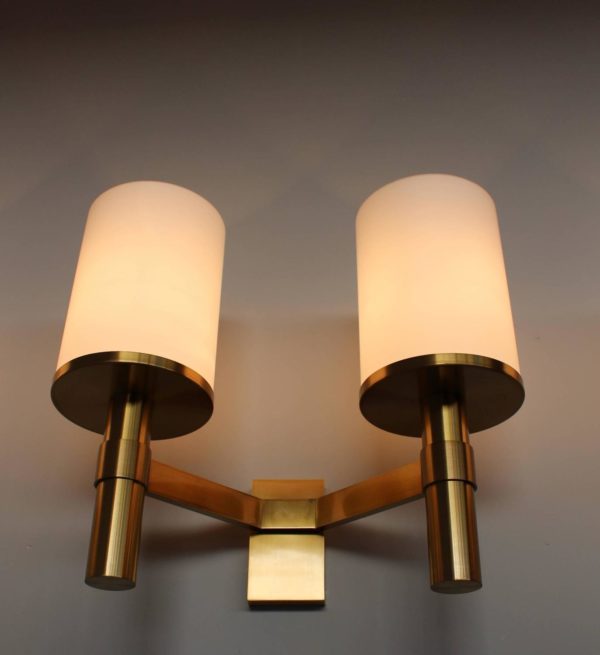 2 Fine French Art Deco Bronze and Glass Sconces by Jean Perzel - Image 8