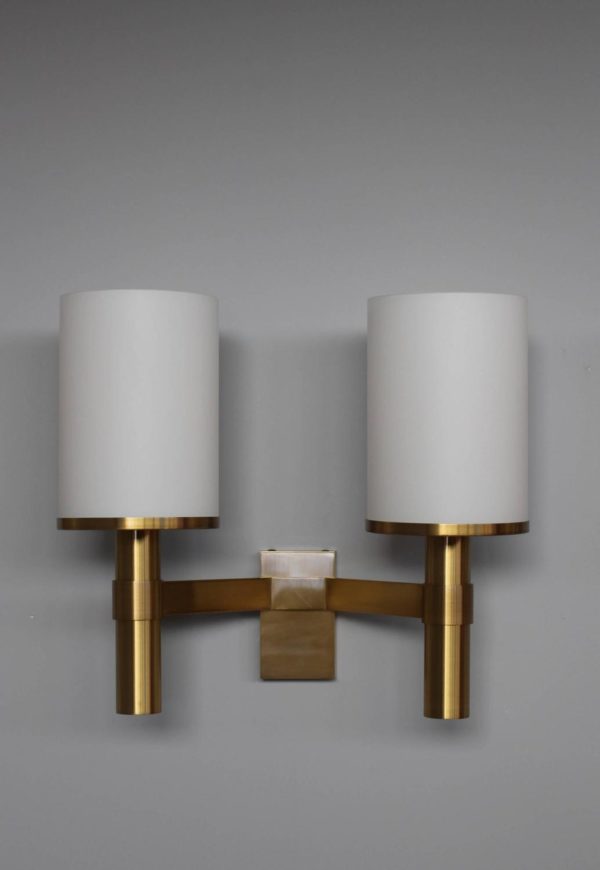 2 Fine French Art Deco Bronze and Glass Sconces by Jean Perzel - Image 5