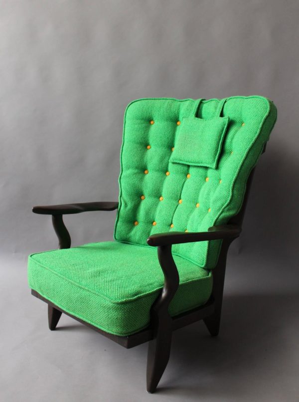 French 1950s "Grand Repos" Armchair by Guillerme et Chambron - Image 9