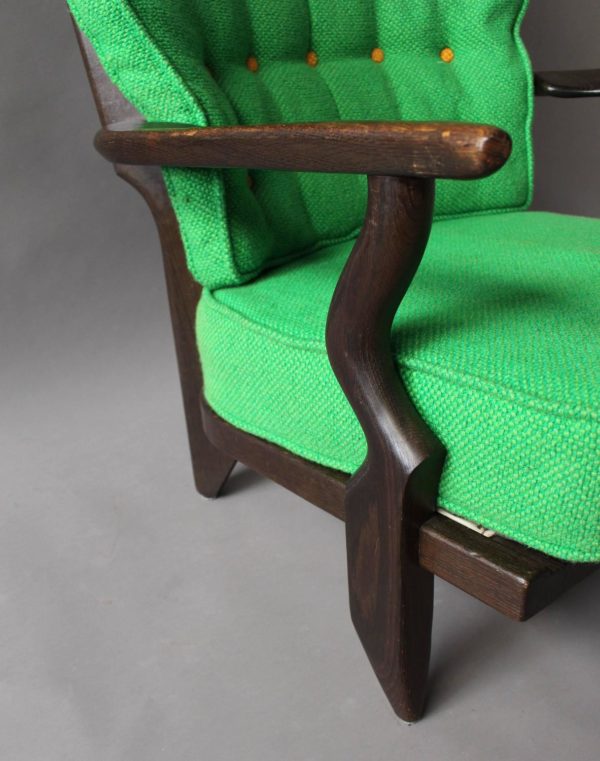 French 1950s "Grand Repos" Armchair by Guillerme et Chambron - Image 7