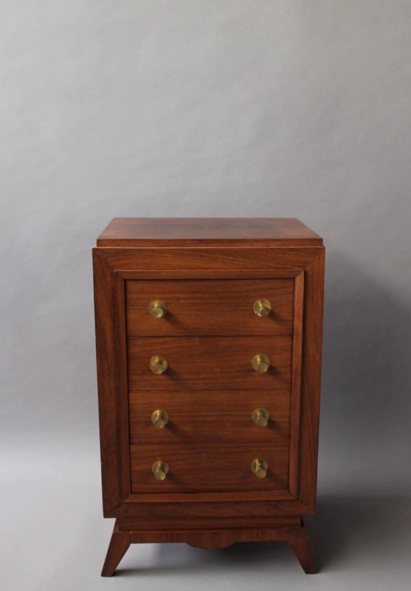 Fine Small French Art Rosewood Four Drawers Commode with Brass Pulls - Image 9