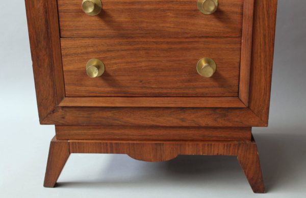 Fine Small French Art Rosewood Four Drawers Commode with Brass Pulls - Image 4