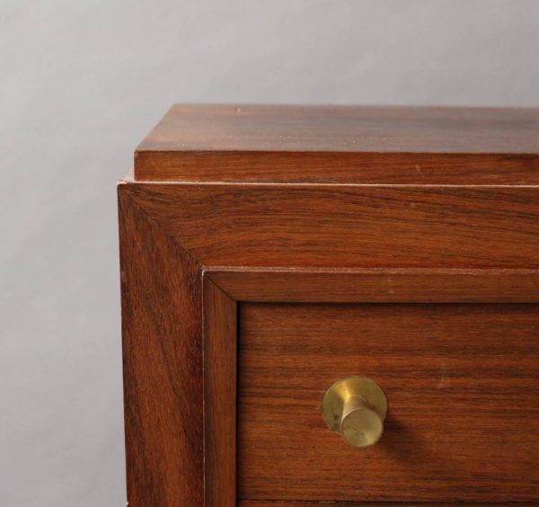 Fine Small French Art Rosewood Four Drawers Commode with Brass Pulls - Image 6