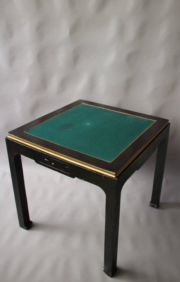 Fine French Art Deco Black Lacquered Game Table - Image 8