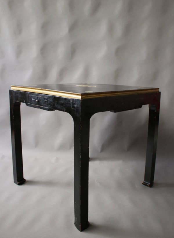 Fine French Art Deco Black Lacquered Game Table - Image 9