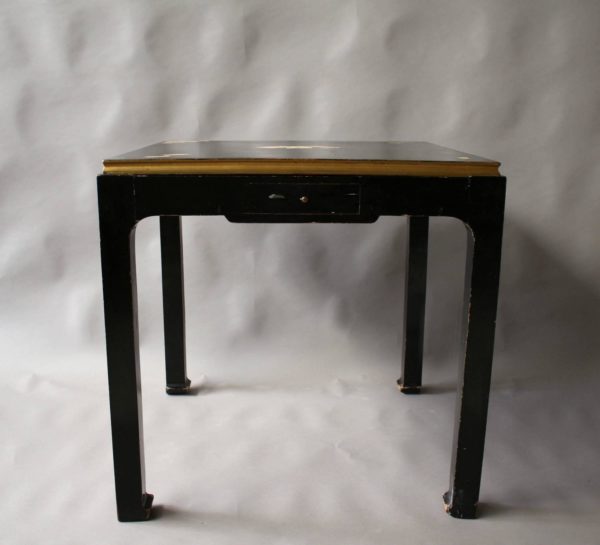 Fine French Art Deco Black Lacquered Game Table - Image 2