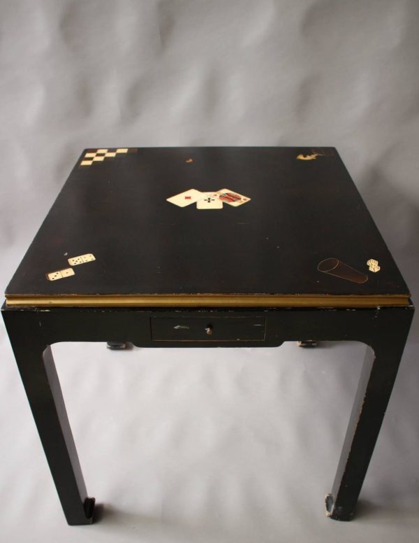 Fine French Art Deco Black Lacquered Game Table - Image 5